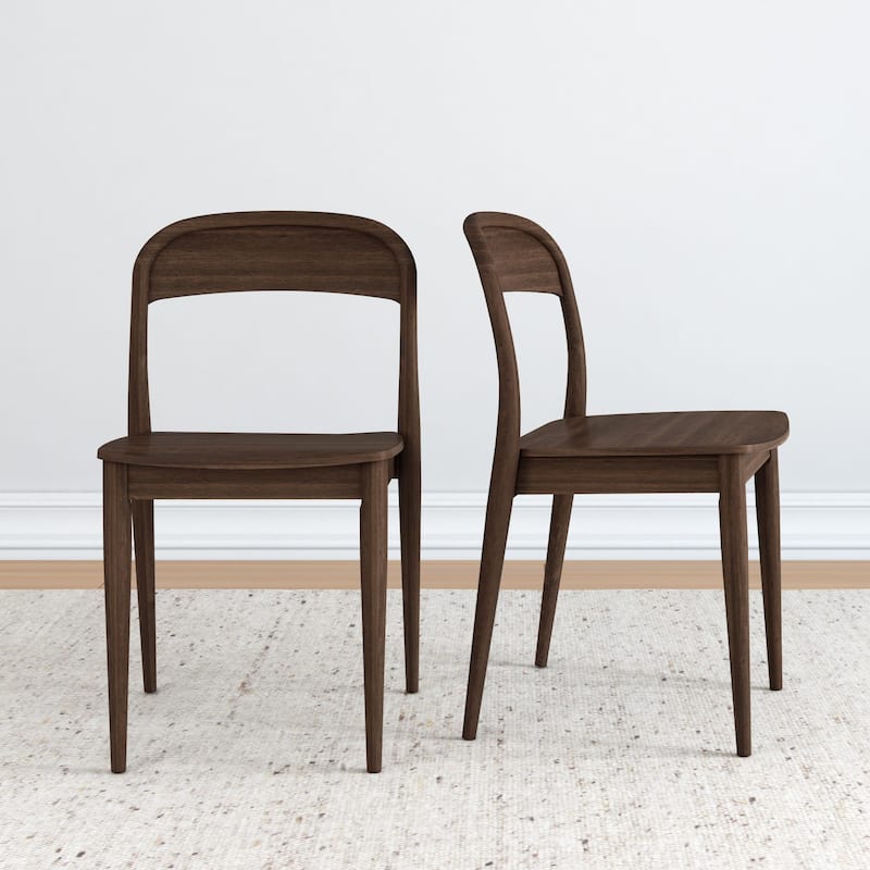 Plank and Beam Loar Mid-Century Modern Solid Wood Dining Chair - Walnut - Set of 2