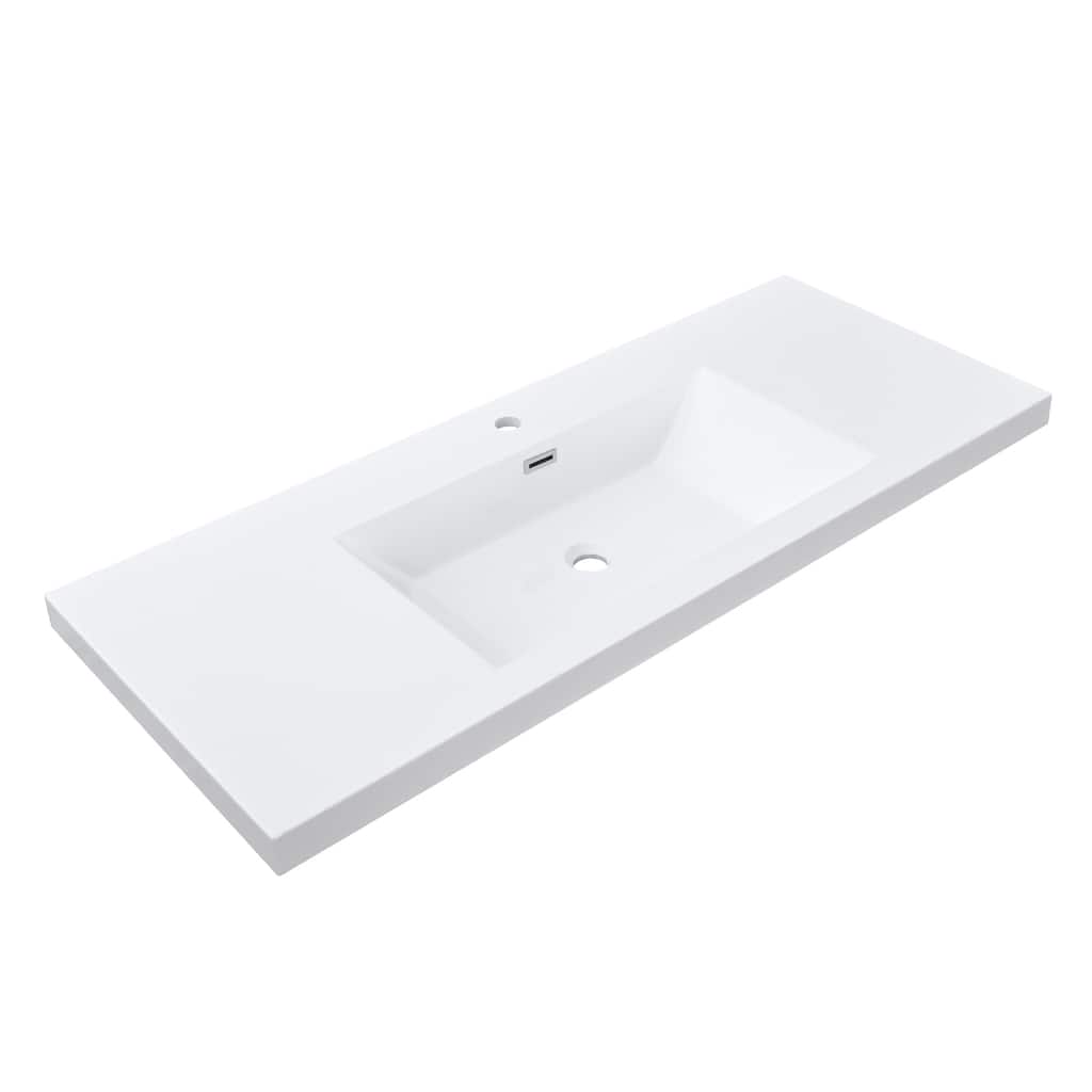 48" in. W x 19.5" in. D Integrated Resin Bathroom Sink Vanity Top Rectangular Sink One-Piece Design