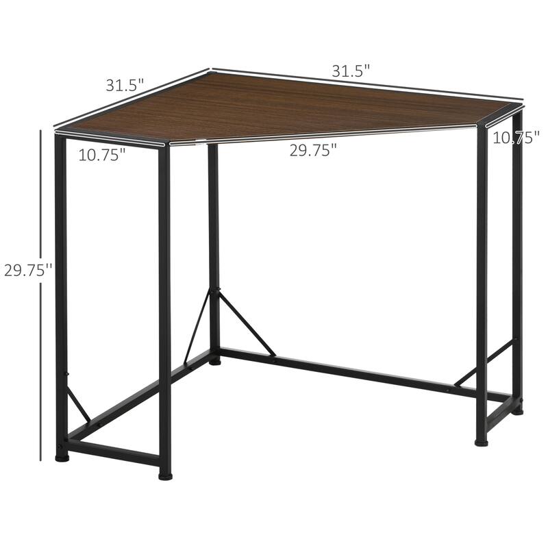 HOMCOM Space-Saving Small Corner Writing Desk & Corner TV Stand, Corner Computer Desk with Strong Metal Frame