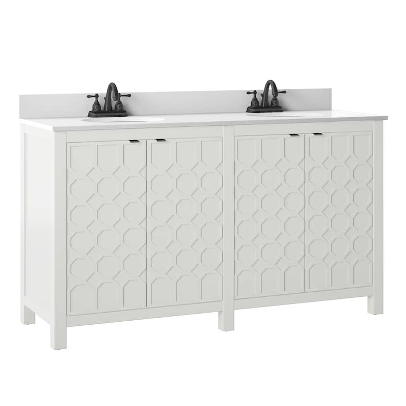 60" Unique Double Bathroom Vanity