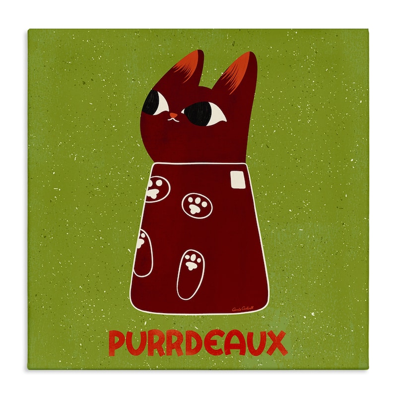 Stupell Purrdeaux Feline Wine Canvas Wall Art Design By Carrie Cantwell - 36 x 36