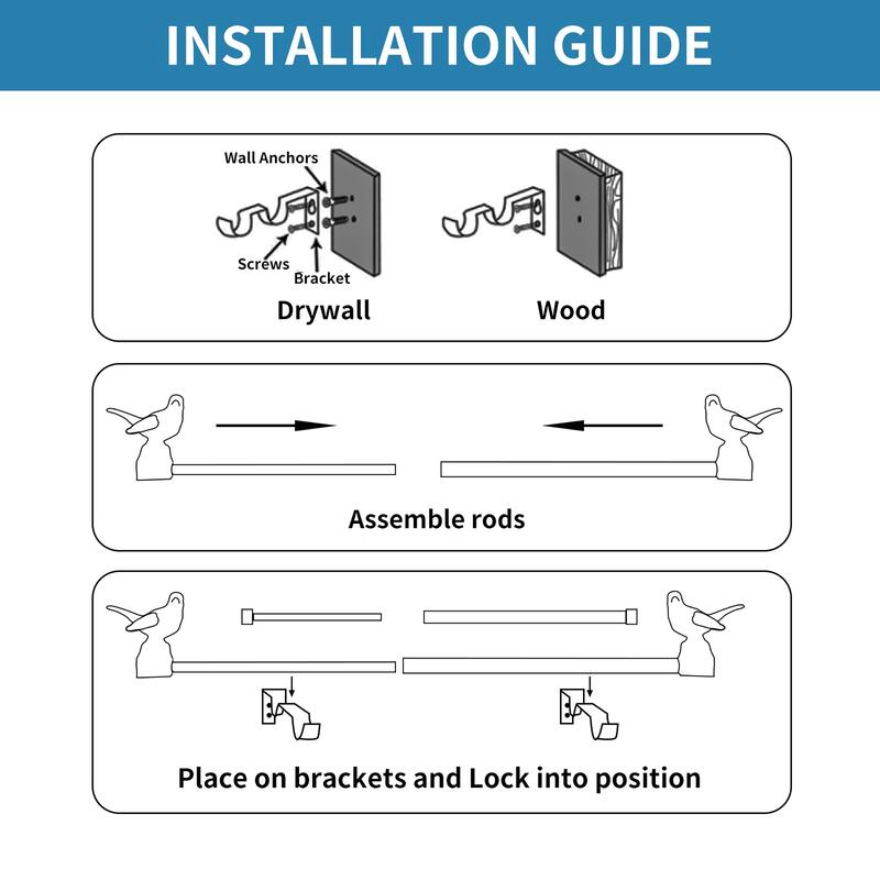 MERIVILLE 1Inch Diameter Double Window Curtain Rod, Bird Finials Bed
