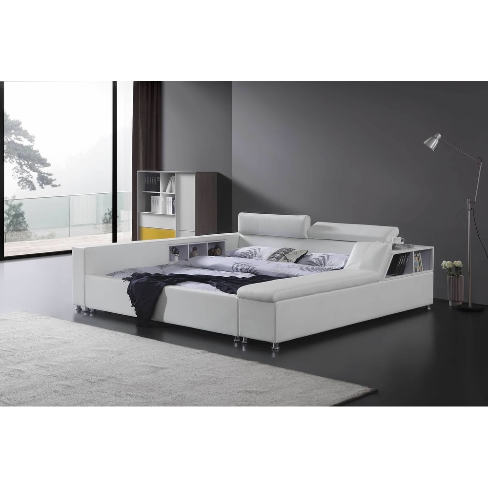 Greatime b2008 modern platform deals bed with siderail storage
