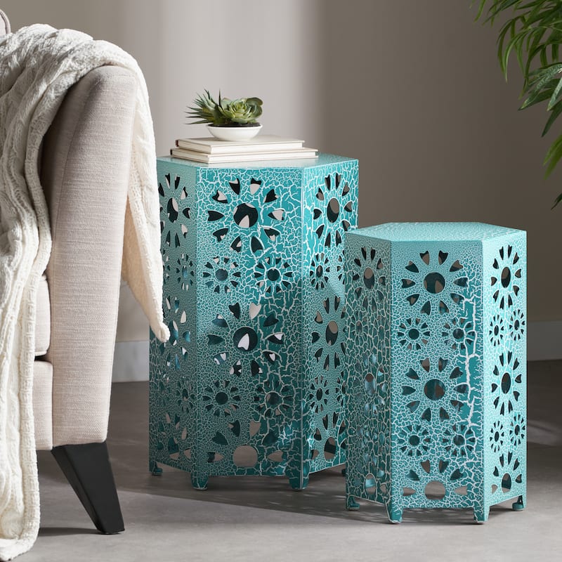 Eliana Outdoor 12-inch and 14-inch Nested Side Table Set by Christopher Knight Home - Teal