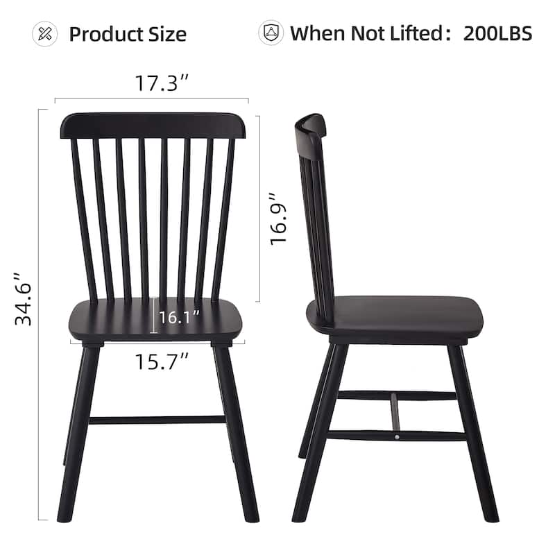 Set of 4 Solid Wood Dining Chairs