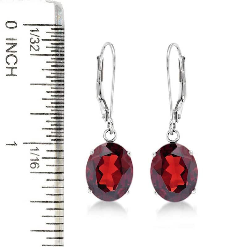 Sterling Silver 10x8 Oval Genuine Birthstone Leverback Dangle Earrings