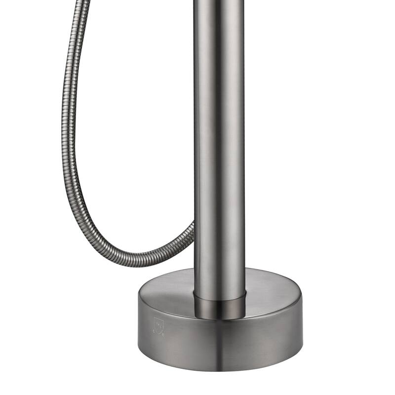 Highflow Freestanding Tub Filler with Swivel Spout and Handshower Brushed Nickel