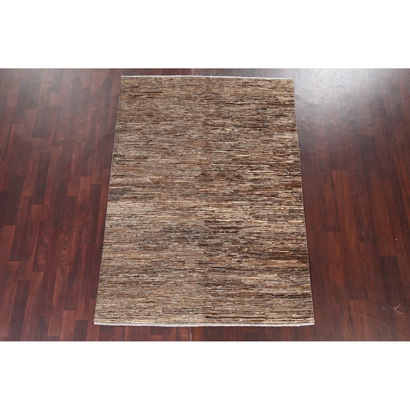 Contemporary Gabbeh Kashkoli Area Rug Wool Hand-knotted Foyer Carpet - 4'9" x 6'8"