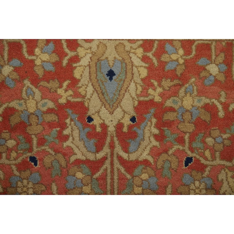 Orange Floral Tabriz Foyer Rug Handmade Wool Carpet - 4'1" x 6'5"