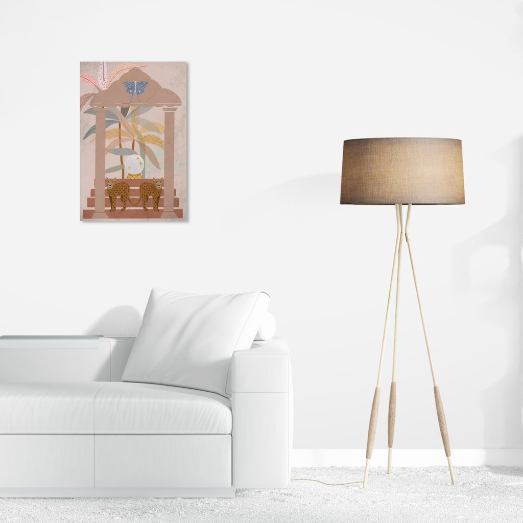 Wynwood Studio Canvas Floral and Botanical Magical Twin Feline Pink and Mid-Century Modern Wall Art Canvas Print