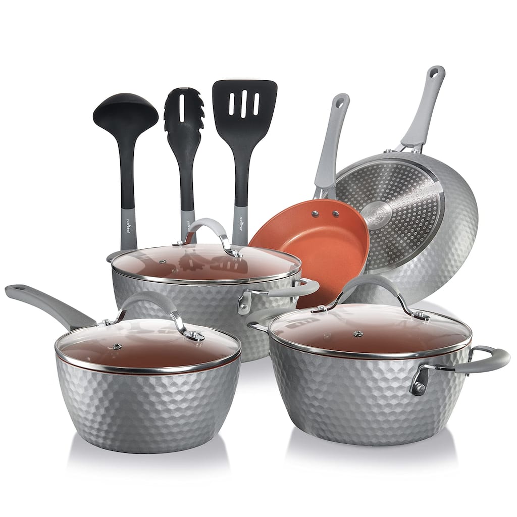 Cookware Home Kitchen Ware Pots & Pan Set with Saucepan, Frying Pans, Cooking Pots, Lids, 11 Pcs