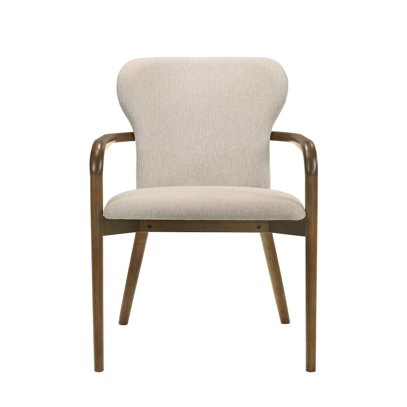 Klarissa Mid-Century Modern Cream Upholstered Walnut Finished Solid Wood Dining Chair