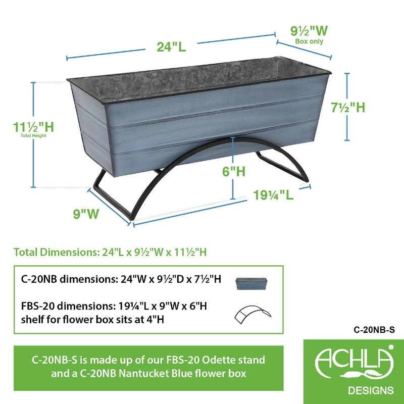 Achla Designs Odette Stand Medium Flower Box Planter, 24 Inch Wide