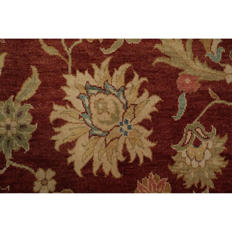Hand Knotted Oriental 100% Wool Carpet Traditional All-Over Oranges & Rust Peshawar Area Rug - 9' 7'' X 7' 7''