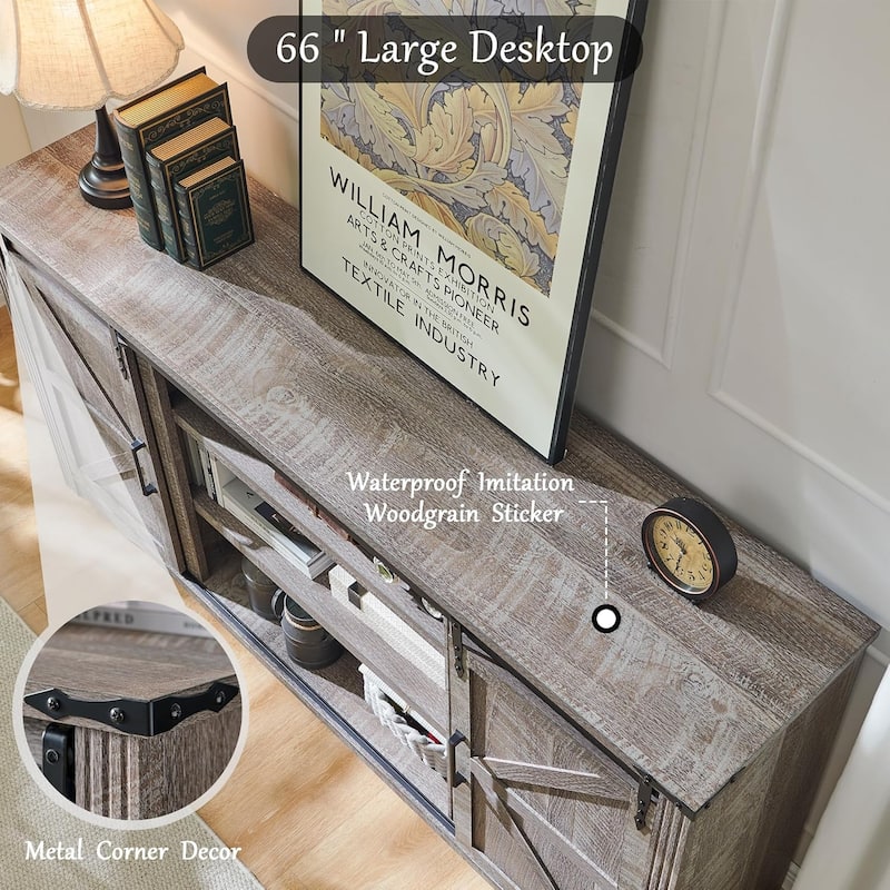 32" Tall Farmhouse TV Stand for 80" TV, Wood Entertainment Center
