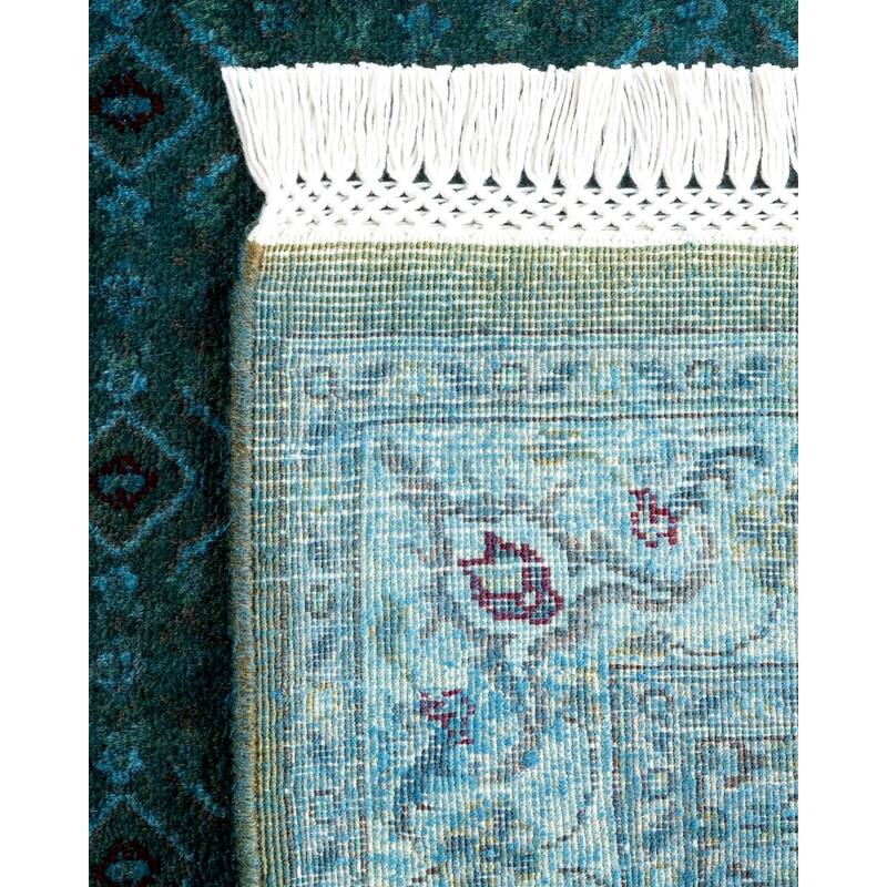Overton Hand Knotted Wool Vintage Inspired Modern Contemporary Overdyed Blue Runner Rug - 2' 6" x 8' 6"