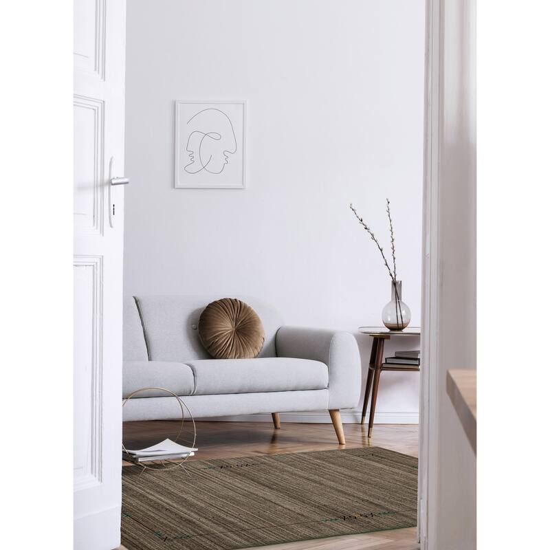 ECARPETGALLERY Hand Loomed Kashkuli Gabbeh Grey Wool Rug - 5'0 x 8'0