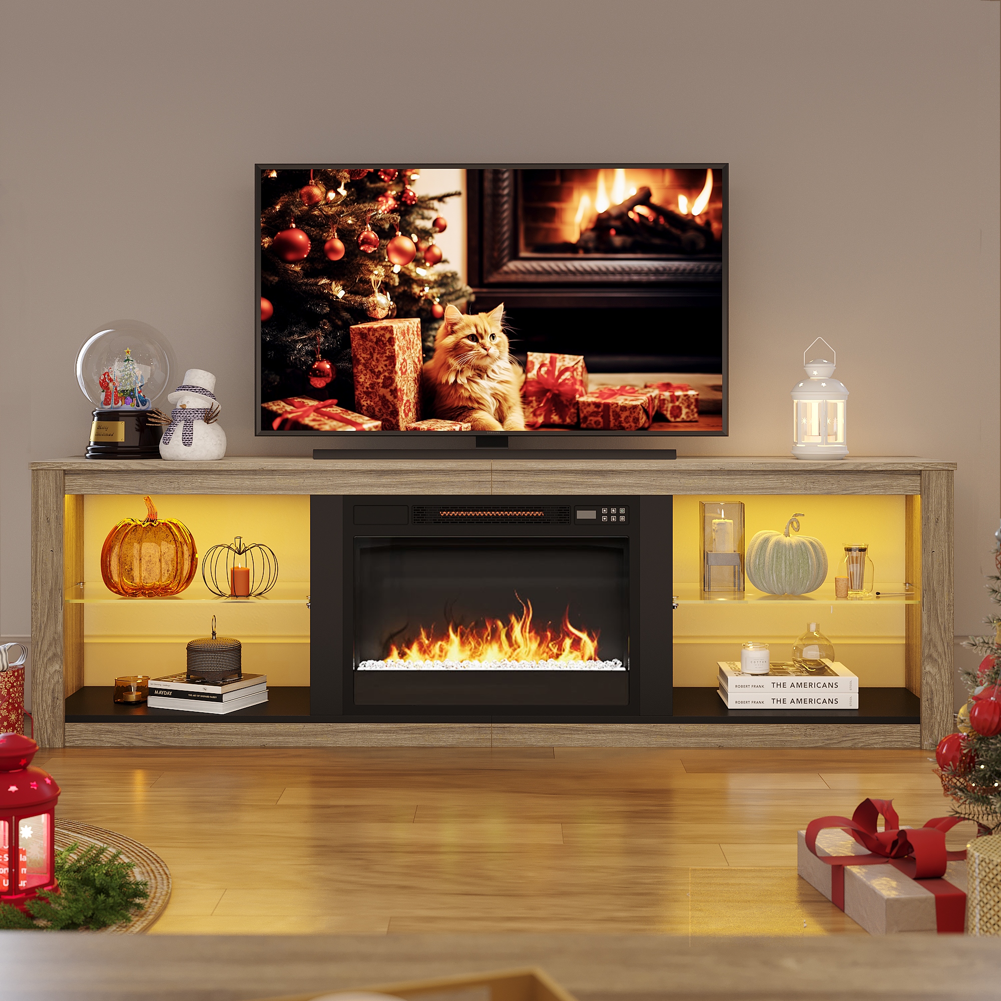 Led entertainment top center with fireplace