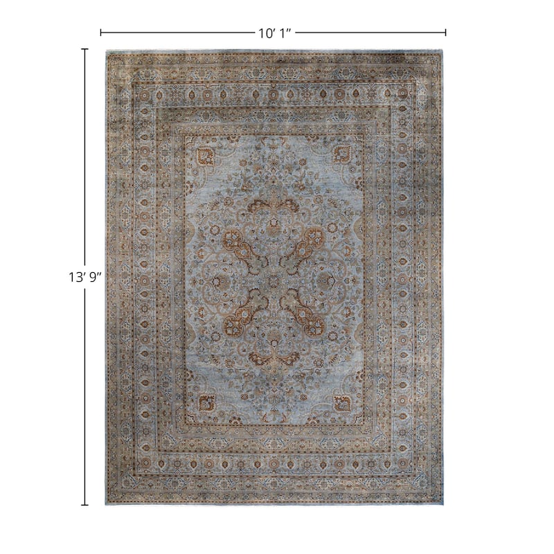 Overdyed, One-of-a-Kind Hand-Knotted Area Rug - Gray - 10' 1" x 13' 9"