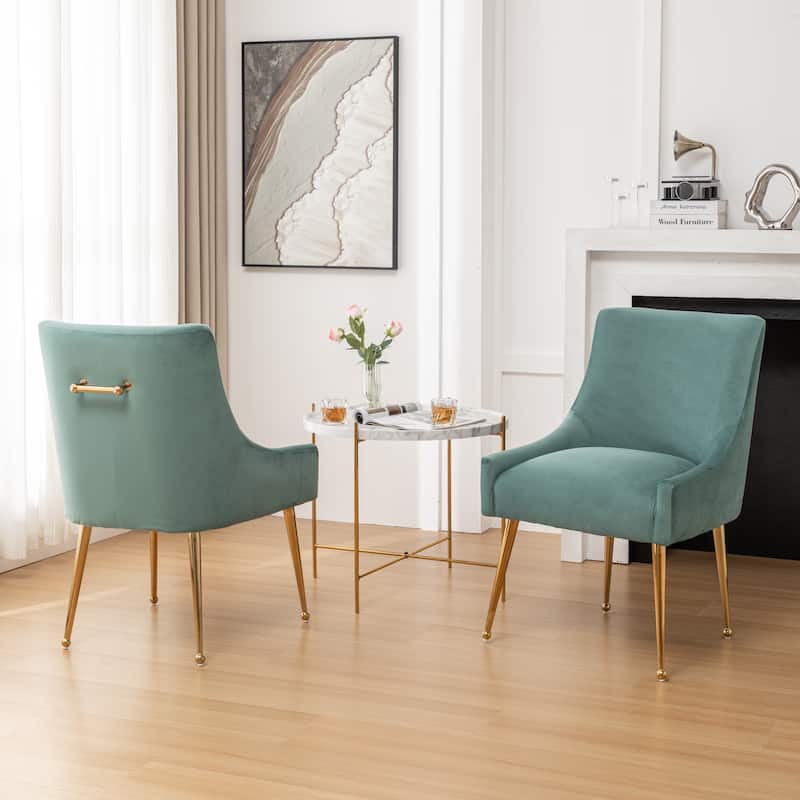SEYNAR Velvet Upholstered Dining Chair Set of 2, Modern Glam Armless Side Chair