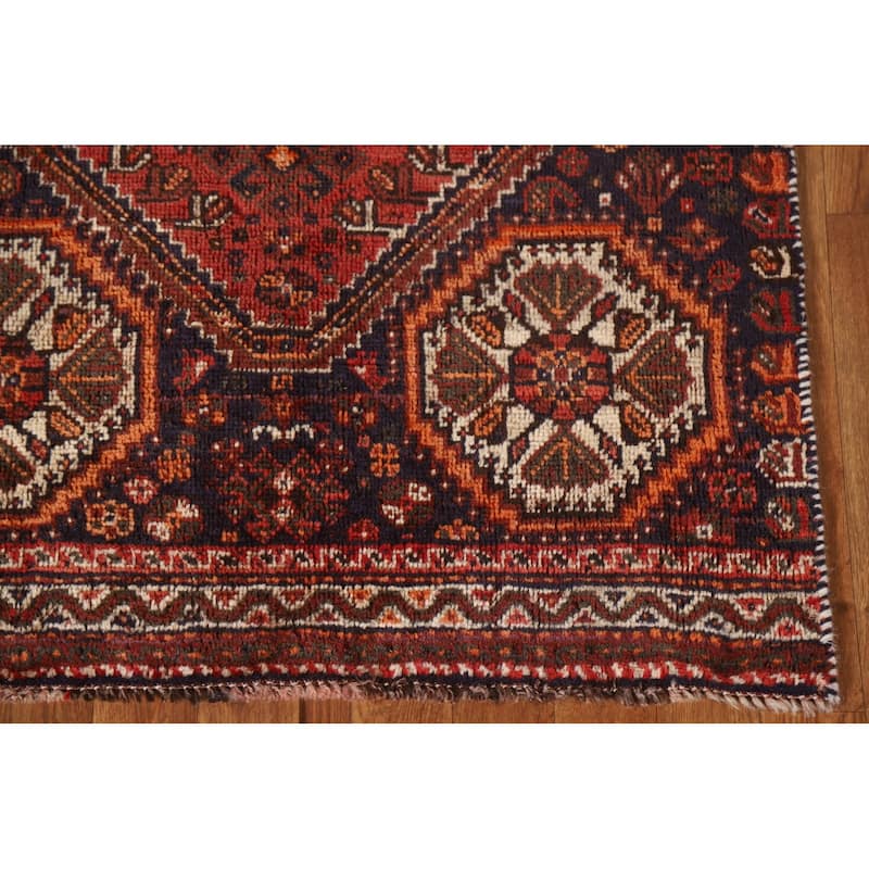 Tribal Geometric Shiraz Persian Vintage Area Rug Handmade Wool Carpet - 3'0"x 5'7"