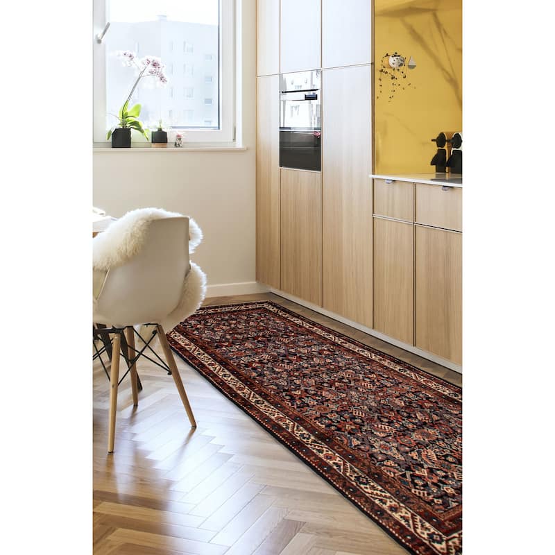 ECARPETGALLERY Hand-knotted Andelz Navy Wool Rug - 3'3 x 9'7