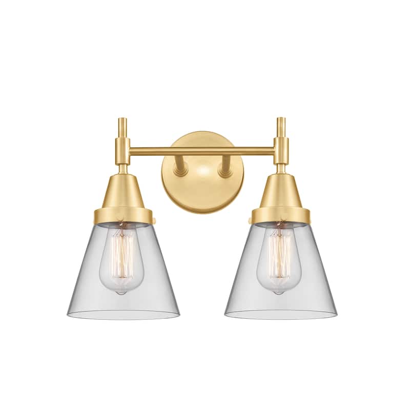 Innovations Lighting Caden Cone - 2 Light 15" Bath Vanity Light - Clear/Satin Gold