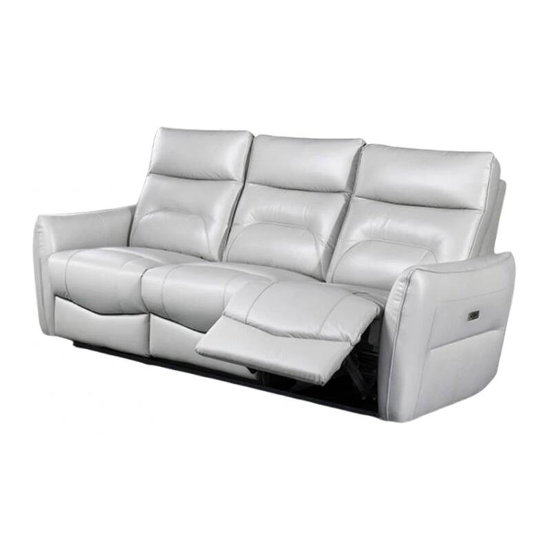 Teren Power Recliner Sofa, 86 Inch, Contemporary Gray Grain Leather