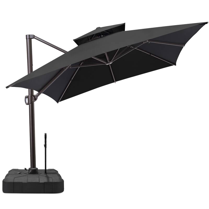 13 x 10ft Outdoor Patio Cantilever Offset Umbrella with Base - Black