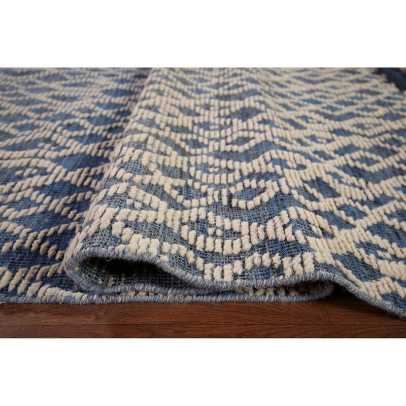 Trellis Moroccan Large Modern Area Rug Hand-Knotted Wool Carpet - 9'7" x 14'8"