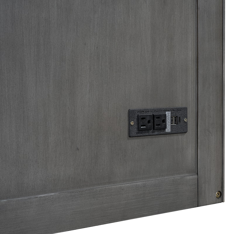 Queen Size Space-Saving Design Murphy Bed with USB Port and Large Drawer for Bedroom