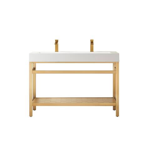 Soria 48" Single Vanity in Metal Support with Stone Sink Top