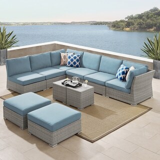 Corvus 10-piece Grey Sectional Conversation Sofa Set