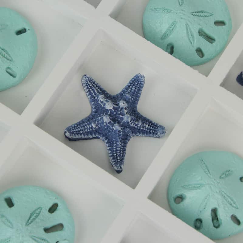 Blue Sand Dollar And Starfish Tic-Tac-Toe Game Beach-Themed Accent - 0.75 X 7.25 X 7.25 inches