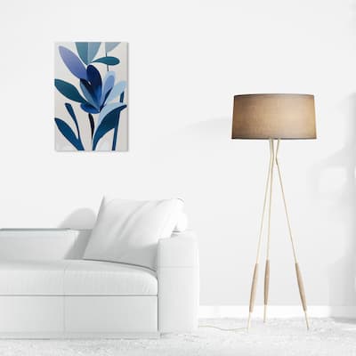 Wynwood Studio Abstract Plant Elegance Blue and Modern & Contemporary Wall Art Canvas Print
