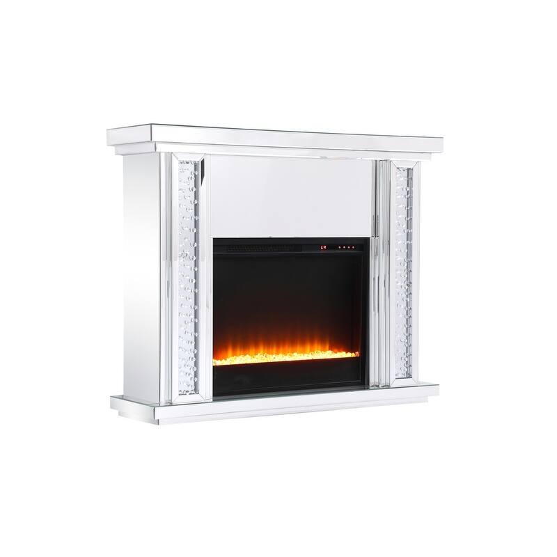 Crystal Mirrored 47.5-inch Fireplace Mantle - N/A