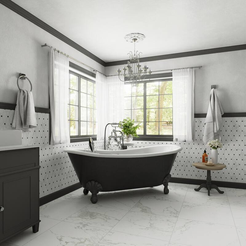 Merola Tile Reve Octogone Deco 23-1/2" x 47-1/8" Porcelain Floor and Wall Tile - Pallet (8 Tiles)