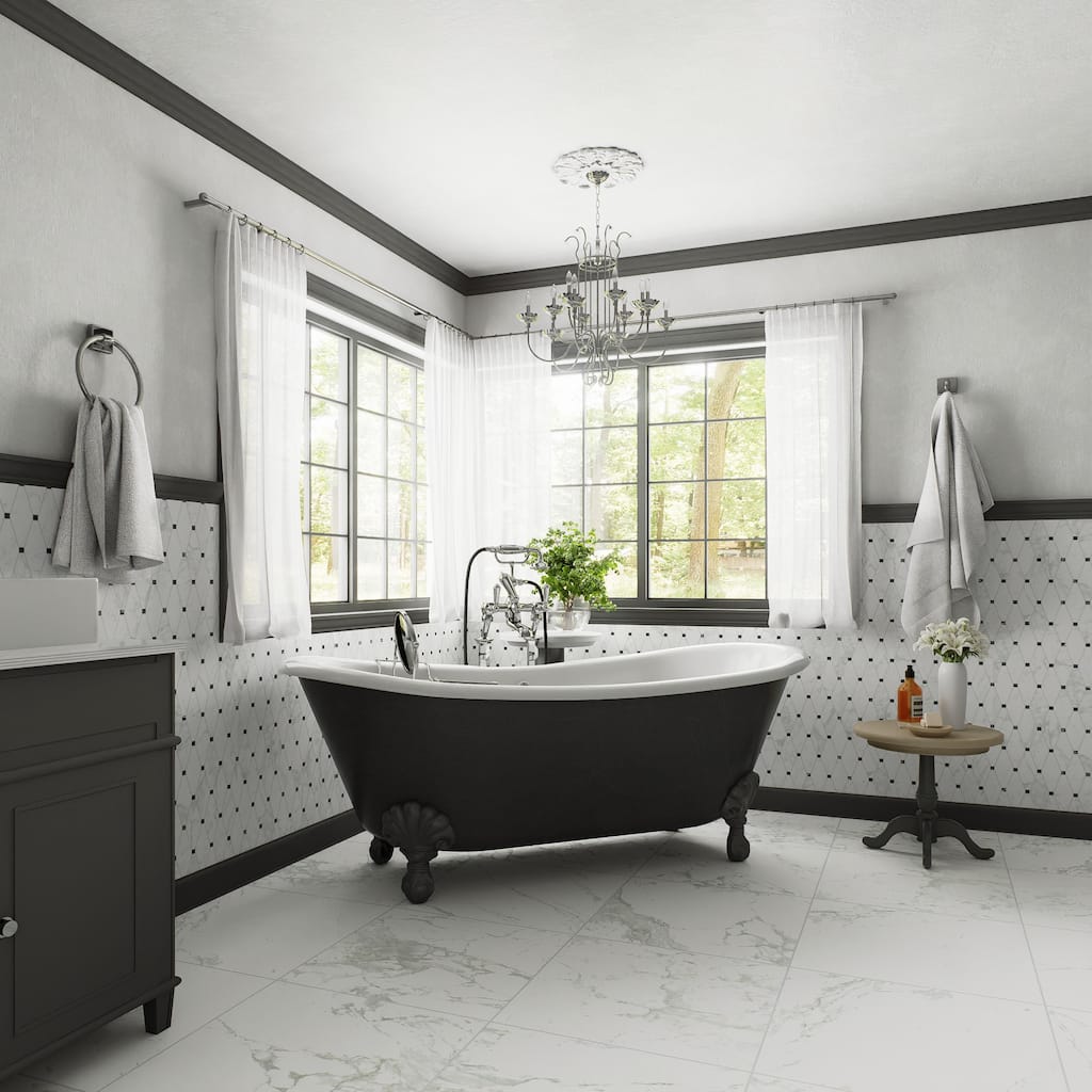 Merola Tile Reve Octogone Deco 23-1/2" x 47-1/8" Porcelain Floor and Wall Tile