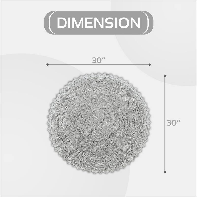 Better Trends Bath Rugs 100% Cotton Soft & Water Absorbent Reversible Tufted Bathroom Rug for Shower, Sink Mats Lilly Crochet - 30" Round - Gray