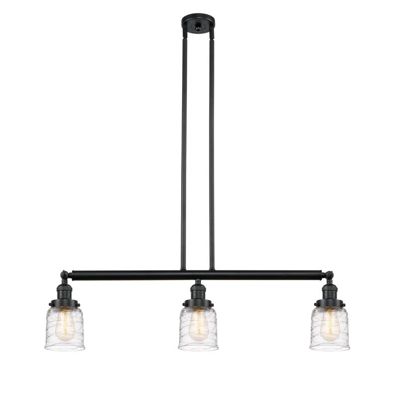 Innovations Lighting 213-10-38 Bell Linear Bell 3 Light 38" Wide - Matte Black / Deco Swirl