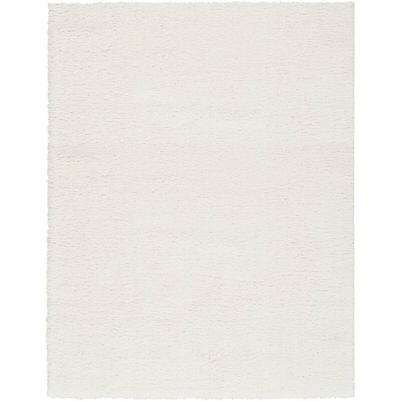 Nourison Modern Shag Indoor only Grey Solid Area Rug - Ivory - 5' 3" x 7' - Rectangle