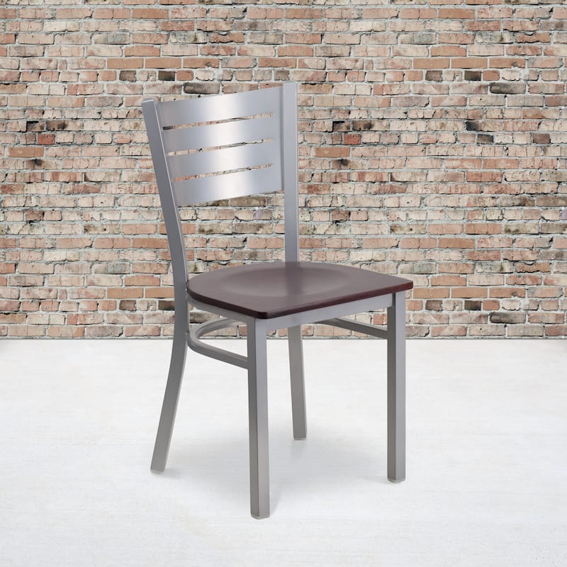 Slat Back Metal Restaurant Chair - 16.5"W x 19"D x 33.5"H