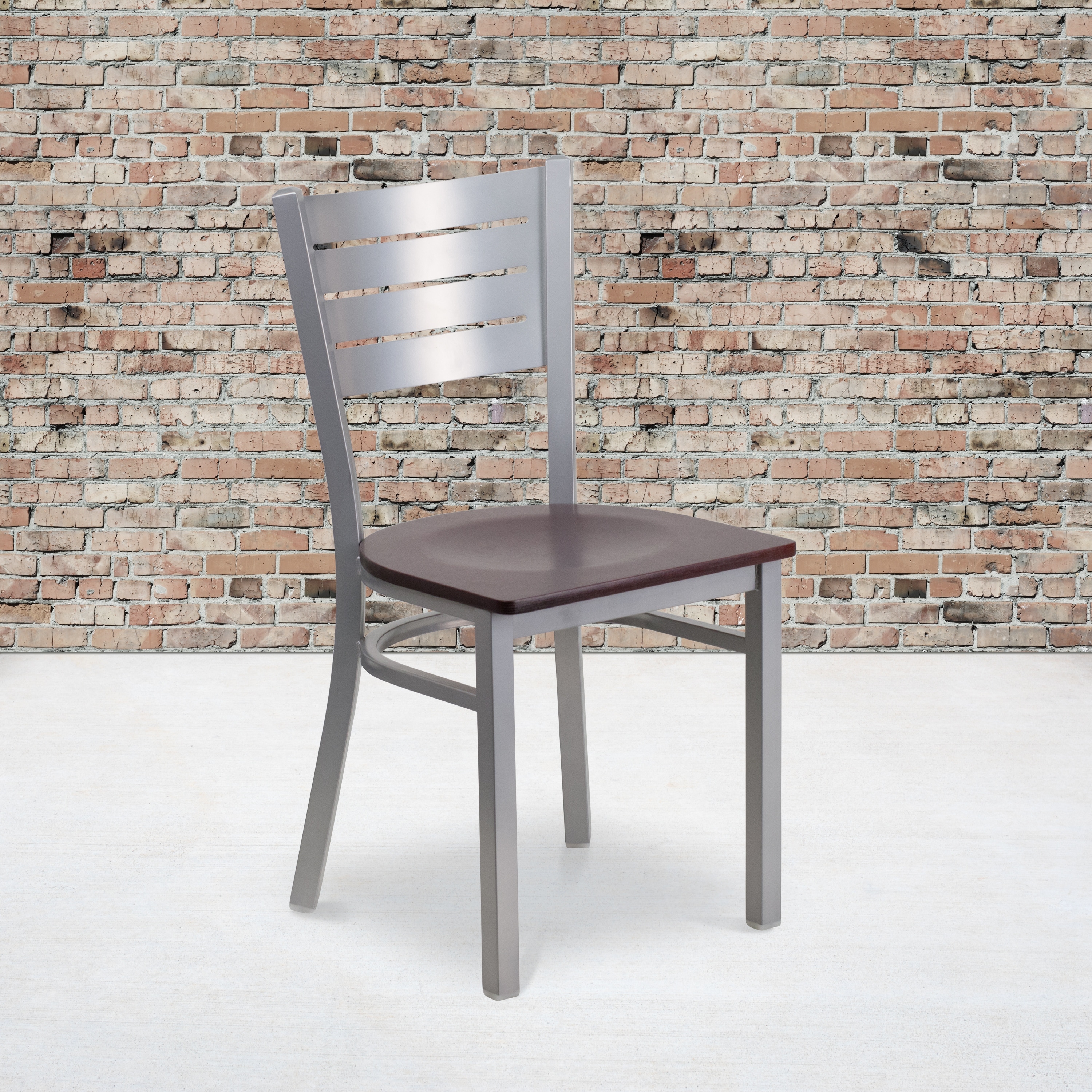 Slat Back Metal Restaurant Chair - 16.5"W x 19"D x 33.5"H