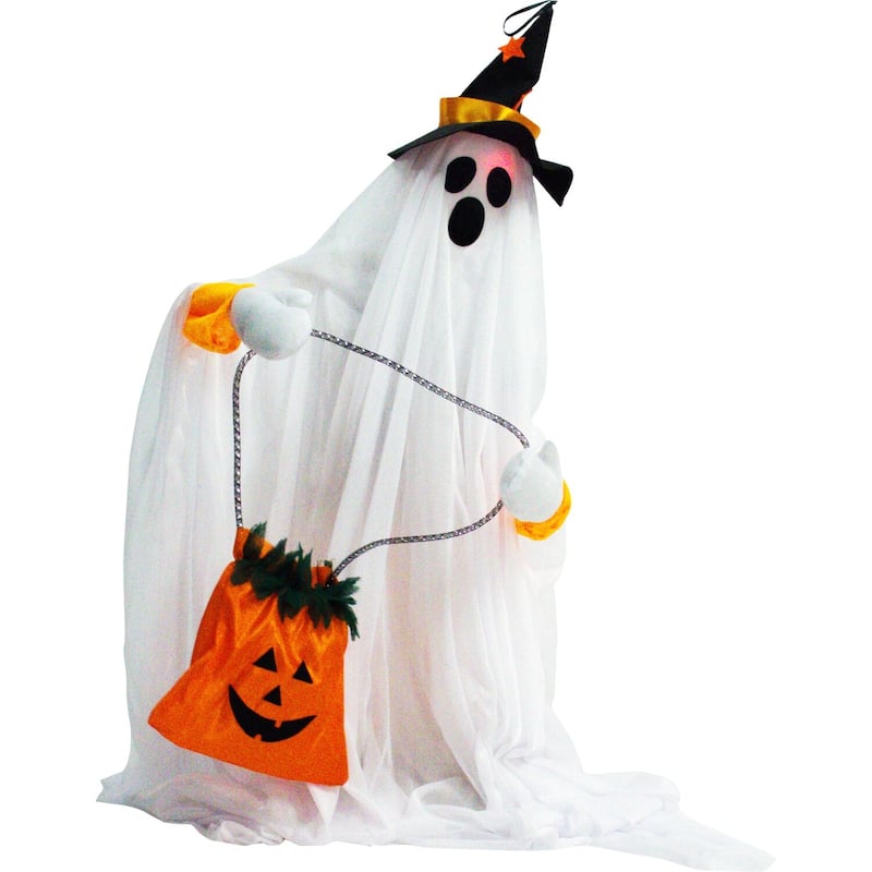 Haunted Hill Farm 35 In. Groundbreaker Animatronic Ghost, Indoor/Outdoor Halloween Decoration, Flashing Red Face, Battery
