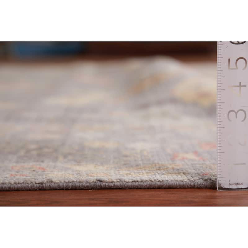 Hand Knotted Oriental 100% Wool Carpet Transitional All-Over Greys & Charcoal Oushak Area Rug - 9' 8'' X 8' 3''