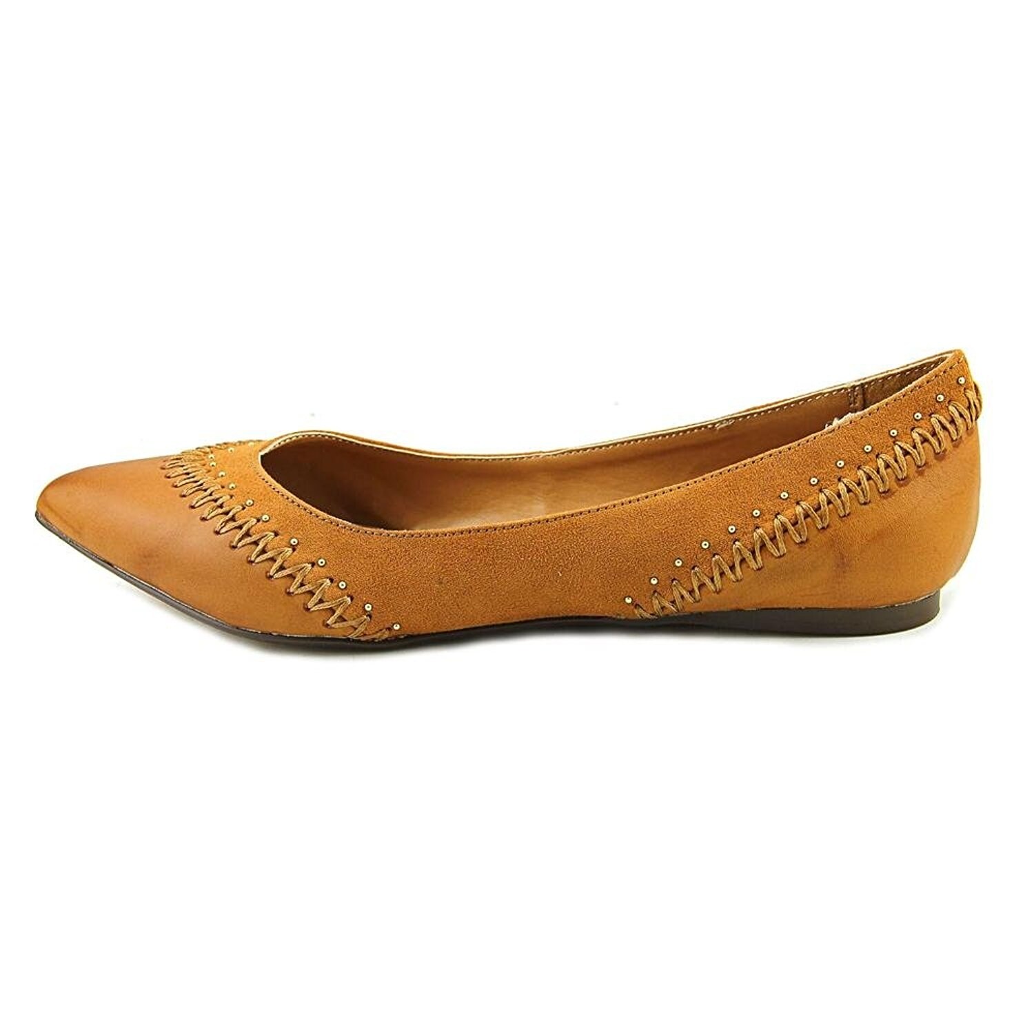 cognac pointed toe flats
