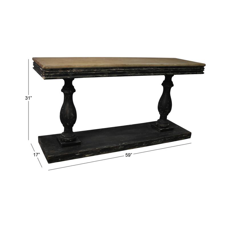 Wood Distressed Console Table with Brown Wood Top - Black - Roche River Decor - 18"Wx59"Lx31"H