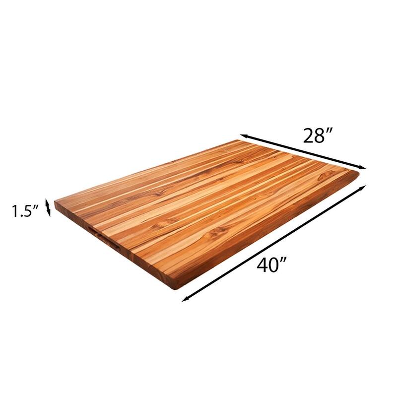 EcoDecors, XXL Teak Cutting Board 40" W x 28" L, Reversible Solid Teak Edge Grain Carving Board with Juice Groove