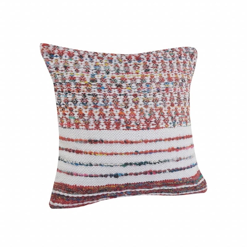 HomeRoots 20" X 20" Red Green Blue Yellow Orange And Pink Polyester Geometric Zippered Pillow