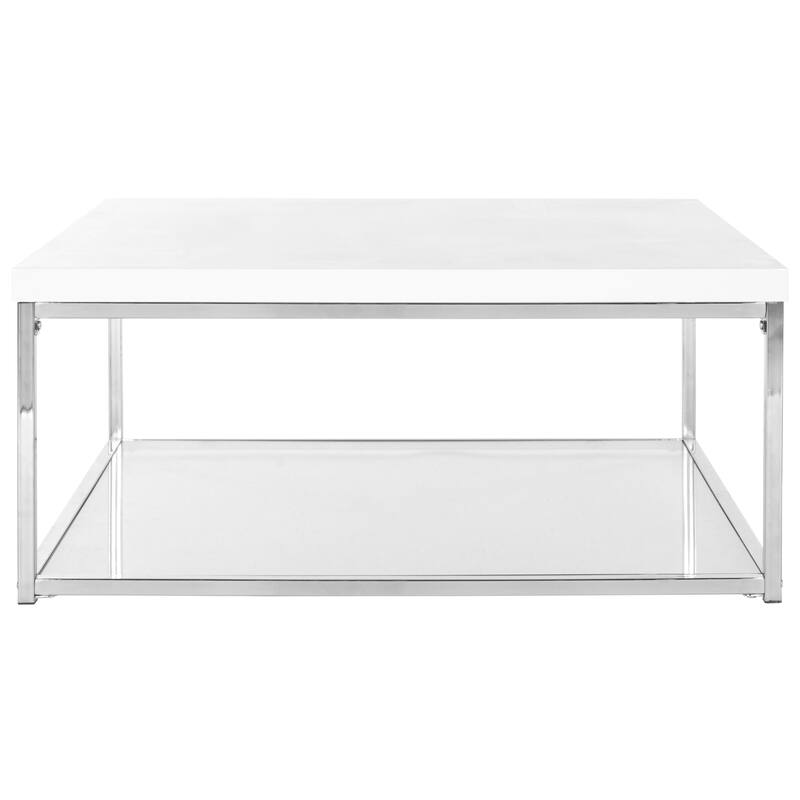 SAFAVIEH Malone White/Chrome High Gloss Coffee Table 35.4" W x 35.4